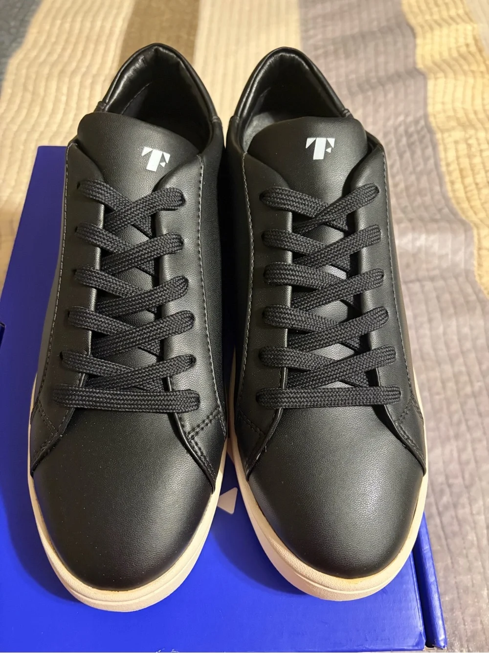 Black Low-Top Sneakers with Cream Sole